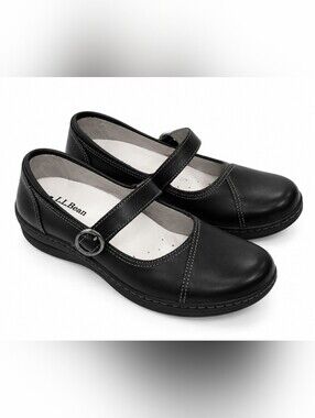 L.L. Bean Black Mary Jane Strap Flats